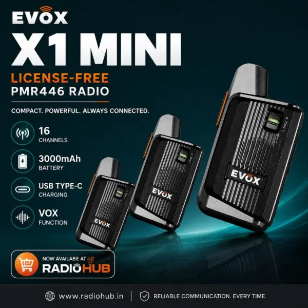 EVOX X1 Mini License-Free PMR446 Handheld Radio(walkie talkie) with Standard Accessories